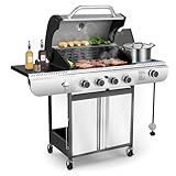 Electactic G41 Gas Grill,4-Burner Gas BBQ Grill with Side...