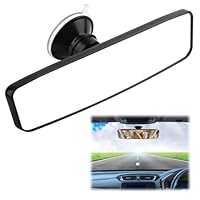 VFANDV Rückspiegel mit Saugnapf, 24 x 6.5 cm Weitwinkelverstellbar Universal Innenspiegel für Auto SUV Trucks, Fahrlehrer Prüfer Spiegel Panorama