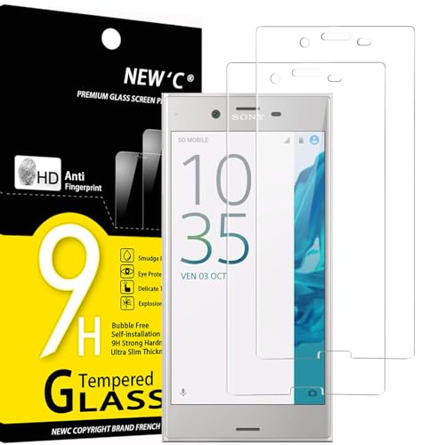 NEW'C Lot de 2, Verre Trempé Compatible avec Sony Xperia XZ Film Protection écran sans Bulles d'air Ultra Résistant (0,33mm HD Ultra Transparent) Dureté 9H Glass