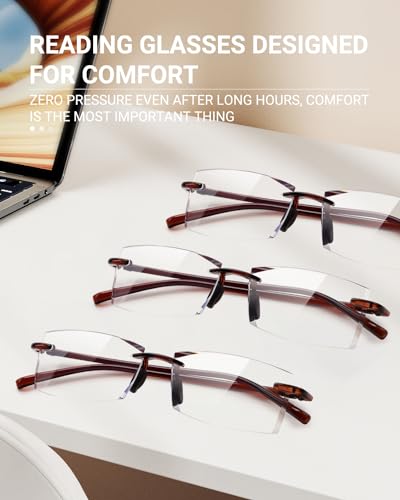 Image of TERAISE Rimless Reading Glasses Comfortable Lightweight Frameless Reader Men Women Blue Light Blocking Computer Eyeglasses
