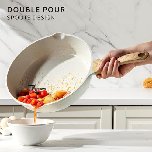 Image of Nonstick Frying Pan Egg Pan, 8 Inch Nonstick Skillet, Granite Egg Frying Pan, Dishwasher and Oven Safe, Induction Compatible, PFOA Free