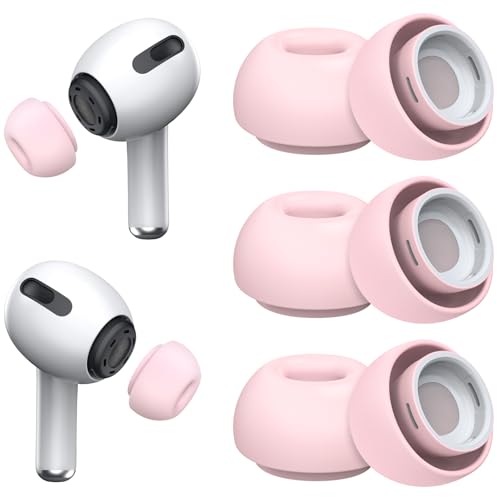Image of 3 Pairs Replacement Ear Tips for AirPods Pro 1st & 2nd Generation with Noise Reduction Hole, Silicone Ear Tips for AirPods Pro with Portable Storage Box and Fits in Charging Case (Medium, Pink)