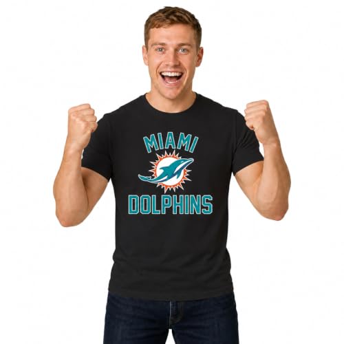 Team Fan Apparel NFL Adult Gameday T-Shirt - Cotton Blend - Tagless - Semi-Fitted - Unleash Your Team Spirit During Game Day (Miami Dolphins - Black, XXXXX-Large)