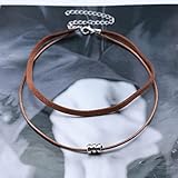 Inateannal Boho Geschichtet Wildleder Choker Halskette Braun Leder Seil Schnur Halskette Kette Gothic Kurze Wildleder Perlen Kragen Halsketten Schmuck Für Frauen