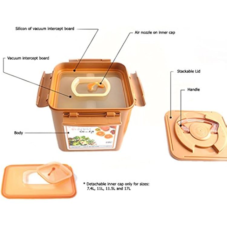 e-jen Premium Kimchi, Sauerkraut Container Probiotic Fermentation with Inner Vacuum Lid (Earthenware Brown, 2.2 gal/ 8.5L)