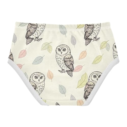 Cotton Girls Underwear Toddler Cute Owls Leaves Cream Panties Little Girl Animals Briefs Girls Undies 2t2