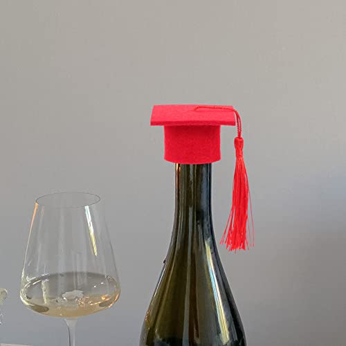 LUOZZY 12Pcs Graduation Bottle Toppers Graduation Cap Wine Toppers Mini Graduation Caps with Tassel