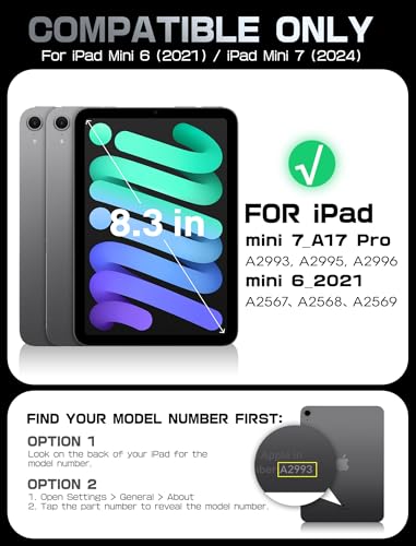 SUPCASE Etui na iPad Mini 7 A17 Pro 2024 ze stojakiem, odporne na zarysowania [obsługuje ładowanie Apple Pencil], przezroczyste etui ochronne, smukłe etui (UBPrism) do iPada Mini 7th/6th 8,3 cala
