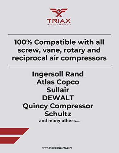 Triax Kompressor Mv 100 Full Synthetic Iso 100 (Sae 30) Air Compressor Oil - Non-Detergent - For Rotary, Vane, Screw, Reciprocal - High Temp, 20,000 Hour Life (1 Gallon) #TOP4