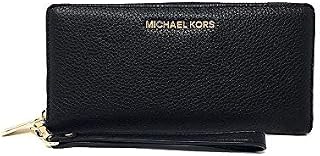 Michael Kors Jet Set Travel Continental Leather Wallet/Wristlet - Black/Gold, Medium