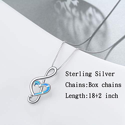 Winnicaca Music Note Necklace For Women Sterling Silver Musical Theme Pendant Jewelry Created Opal Necklace For Her Music Gifts For Music Lovers #TOP1
