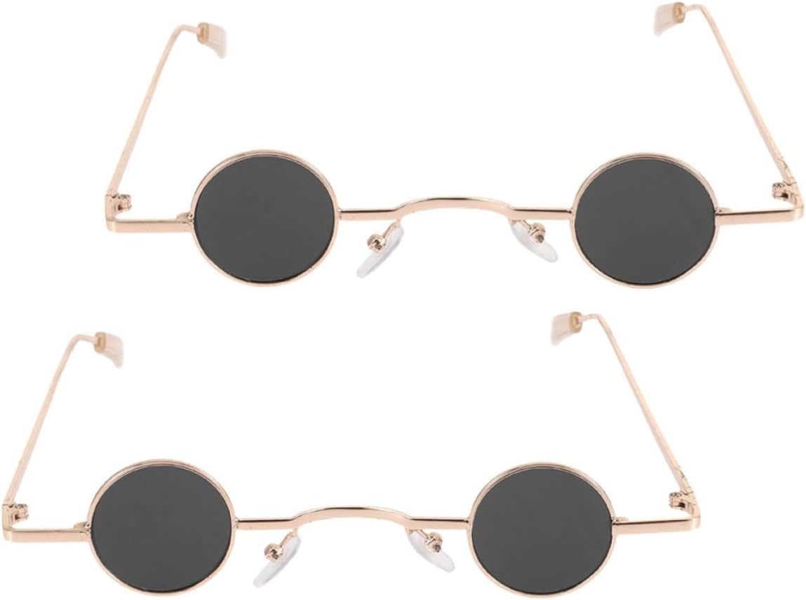 2 Pairs round Retro Sunglasses Lightweight Metal Frame Summer Eyewear for Women and Men Fashionable Costume Accessories