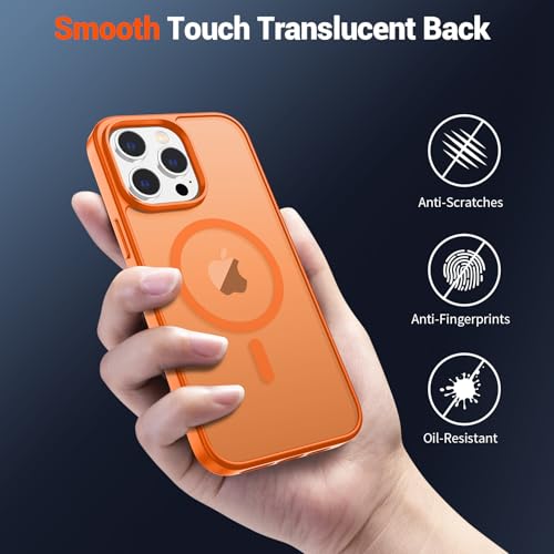 Image of SUPFINE Magnetic for iPhone 12 Pro Max Case with Screen Protector (Compatible with MagSafe) (Military Grade Drop Protection) Translucent Matte Shockproof Phone Cover,Starry Orange