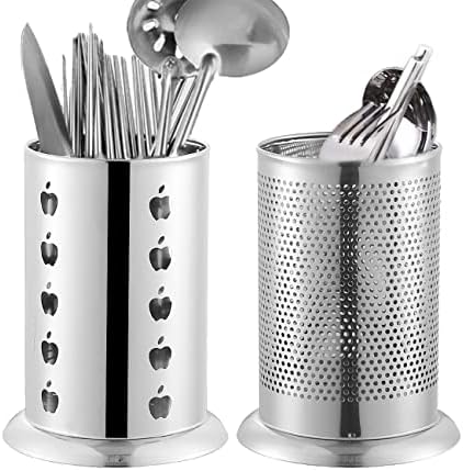 NA Tianyis 2 Pezzi Portautensili da Cucina in Acciaio Inox, Portaposate Scolaposate, Organizer da Utensili e Posate Cucina, per Tenere in Ordine Cassetti e Piani di Lavoro, Antiruggine