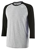 Mizuno 3/4 Practice tee Camisa, Gris-Negro, L para Hombre