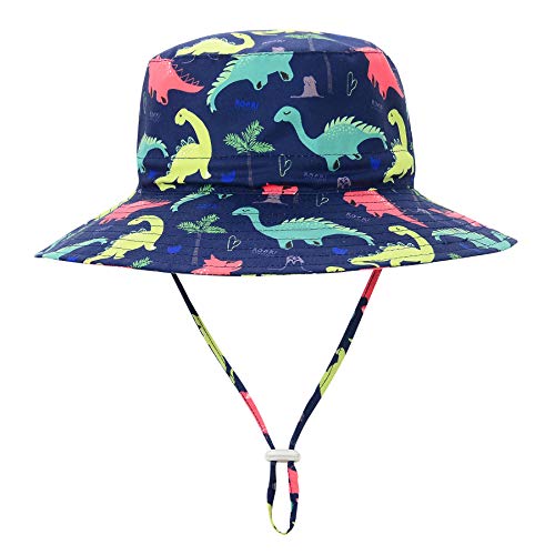 Zando Dinosaur Toddler Hats Boys Age 2-4 Sun Hat For Baby Upf 50+ Sun Bucket Hat Boys Wide Brim Swim Beach Hat Adjustable Chin Strap Caps Girls Summer Outdoor Fishing Hats C Navy Dinosaur 2-4 T #TOP1