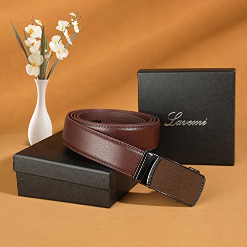 Image of Lavemi Men's Real Leather Ratchet Dress Belt with Automatic Buckle,Elegant Gift Box