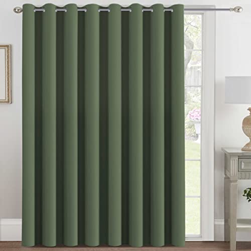 Image of H.VERSAILTEX Blackout Patio Curtains 100 x 108 Inches for Sliding Door Extral Wide Blackout Curtain Panels Thermal Insulated Room Divider - Grommet Top, 9' Tall by 8.5' Wide - Bronze Green
