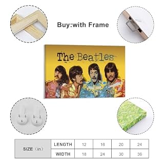 YBRAVO Poster d’art Beatles sur toile – Impression d’art moderne pour chambre à coucher – 40 x 60 cm - Les Beatles, Paul McCartney, John Lennon, RIngo Starr, George Harrison YBRAVO Poster d'art Beatles sur toile - Impression d'art moderne pour chambre à coucher - 40 x 60 cm – Image 3
