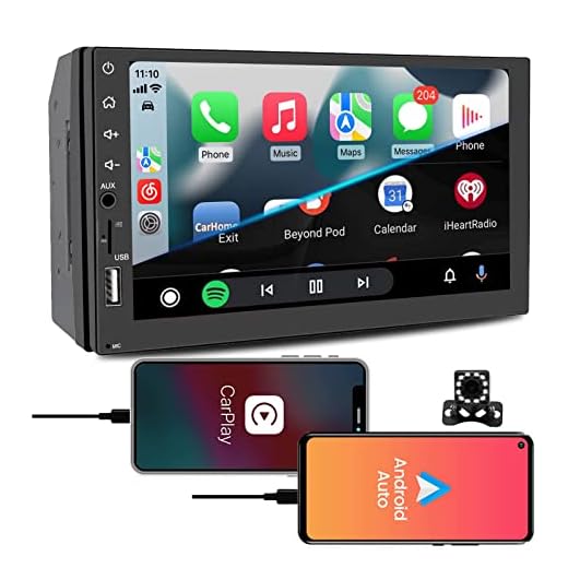 Binize 7 Inch Double DIN Touch Screen Car Stereo with Apple Carplay MP5 Player/FM/AM/Bluetooth/Voice Control/Mirror Link/Support Backup Camera/SD/AUX/USB/Remote