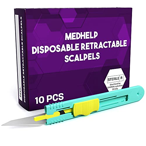 MedHelp Retractable Disposable Scalpel 11 Disposable Dermaplaning Blades with Plastic Handle, High Stainless Steel Dermablade Blades. Individually Wrapped 10 Blade - Box of 10 - Thumbnail 6