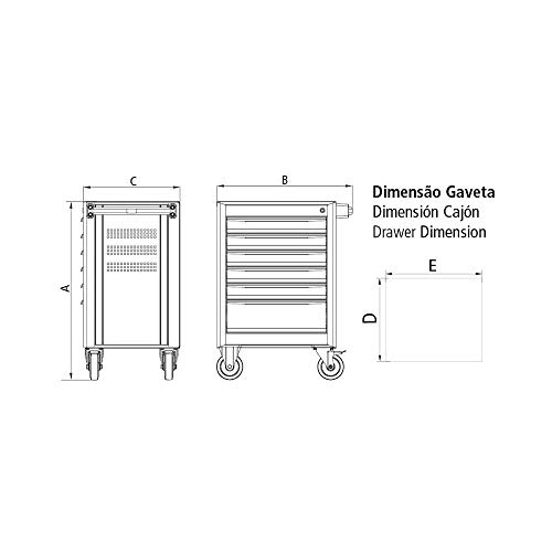 Carro para ferramentas 5 gavetas