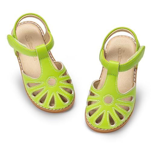 Image of THEE BRON Toddler Girls Closed-Toe Sandals Sweet Retro Cutout Summer Dress Shoes