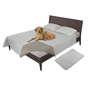 Easy-Going-100-Waterproof-Dog-Bed-Cover-Furniture-Protector-Sofa-Cover-Non-Slip-Washable-Reusable-Incontinence-Bed-Underpads-for-Pets-Kids-Children-Dog-Cat120X82-inLight-Gray Waterproof Dog Furniture Protector