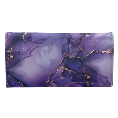 AFPANQZ Purple Marble Womens Wallets, Leather Trifold Multi Card Holder Slots Wallet, Elegant Clutch Trifold Purses Zip Coins Pocket, Buckle Closure Clutch Wallet2