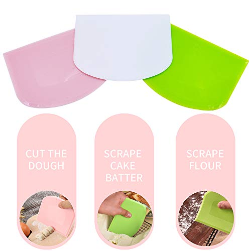DGQ 3 peças de raspador de massa de plástico, cortador de massa flexível, raspador de banco, raspado
