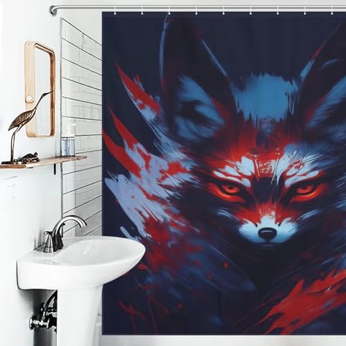 Rideau de douche renard imperméable en polyester lavable pour rideau de baignoire 183x183cm - 6