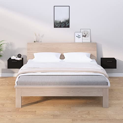 Mesillas de noche de pared negras de 34x30x20 cm en pack de 2 unidades para optimizar espacio 4