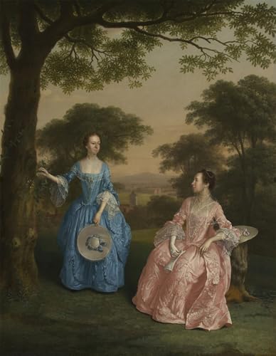 Pintura decorativa para pared de salón, lienzo Alicia e Jane Clarke Arthur Devis 60x90 cm