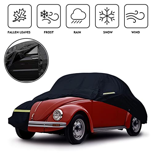 Image of Waterproof Car Cover Replace for 1960-1980 Volkswagen Beetle, 6 Layers All Weather Car Covers with Door Zipper & Windproof Bands for Snow Rain Dust Hail Protection