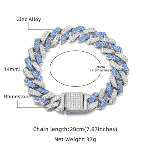 Silbernes Hundehalsband, glitzernde Diamanten, kubanische Glieder-Hundehalsband, glitzernd, Strass, Hundehalsband für kleine, mittelgroße und große Haustiere, 40,6 cm