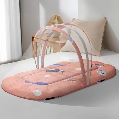 Image of StarAndDaisy 3 in 1 Baby Nest Mosquito net for Sleeping - Newborn, Mosquito net for Baby /Soft and Comfortable Bed, Washable Cotton Design for 0-12 Months Baby (Shark Print)