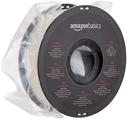Amazon Basics TPU 3D Printer Filament, 1.75 mm, White, 1 kg Spool (2.2 lbs)