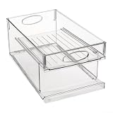 Spelonify Stapelbare Kühlschrank-Organizer-Behälter mit Schicht, Rolltablett, Dosen und Getränke, transparente Aufbewahrungsbox, staubdicht, feuchtigkeitsbeständig, Küchenschrank, platzsparender