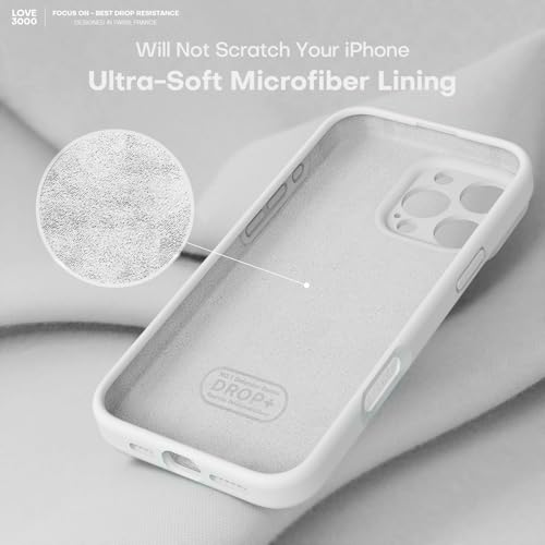 Image of LOVE 3000 Designed for iPhone 16 Pro Max Case, Premium Silicone with [Soft Anti-Scratch Microfiber Lining] Shockproof Protective Phone Case for Men Women Girls 6.9 inch, White