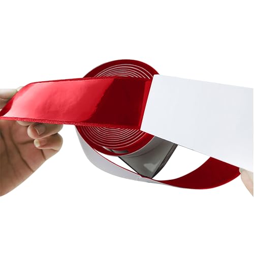 Image of 1.5 inch x 1 Yards Red Wide Hook and Loop with Self Adhesive Tape Strong Sticky Back Roll Nylon Heavy Duty Strips Excellent Grip Fabric Softener for Home Office School Car Craft Organizer