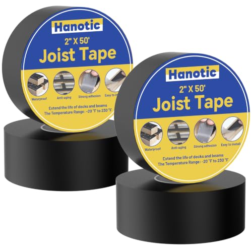 Image of Joist Tape for Decking 2'' X 50', 4 Rolls Waterproof Deck Tape | Weather-Resistant and Anti-Corrosion Joist Tape, Self-Adhesive for Extend Deck Life for Wood Joists Beams Roof Rv