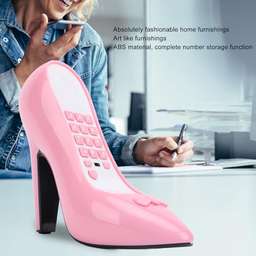 Teléfono de línea con cable Pomya modelo zapato tacón alto rosa miniatura 2
