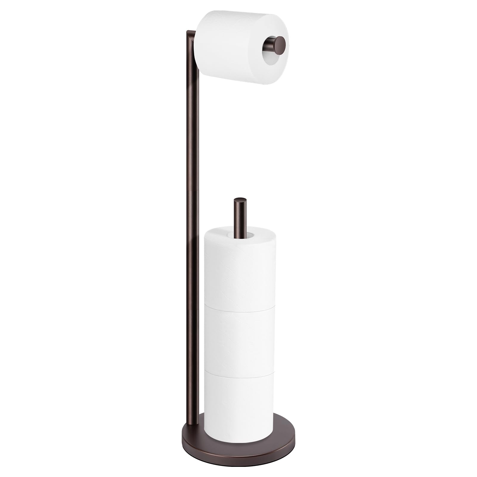 Toilet Paper Holder Stand, Bathroom Toilet Paper Roll Holder Stand with Reserve, Standing Toilet Paper Holder with Storage,Toilet Paper Roll Holder for 4 Rolls, Bronze