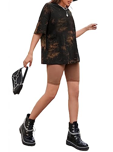 Image of Remidoo Women's Casual Oversized T Shirt Short Sleeve Graphic Tee Letter Tie Dye Shirts