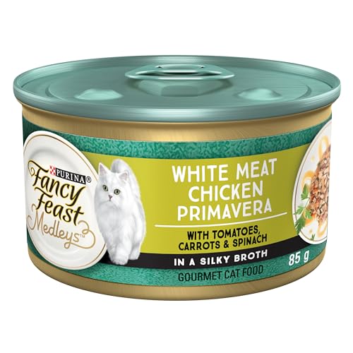 Fancy Feast Medleys Wet Cat Food, White Meat Chicken Primavera – 85 g Can (24 Pack)