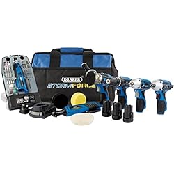 Draper 93445 Storm Force® 10.8V Interchange 6 Piece Power Tool Kit (+3 x 1.5Ah Batteries, Charger and Bag)