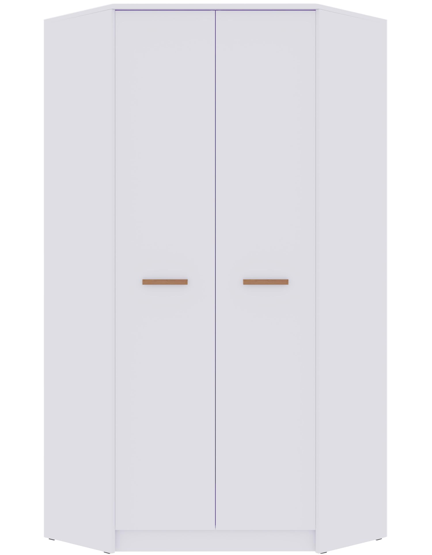 Marmex Grant G8 - Eckschrank 91x195x91 cm, Bücherregal - Eckgarderobe mit Kleiderstangen und Einlegeböden für das Jugendzimmer, Schlafzimmer - Eckkleiderschrank - weiß + Riviera Eiche (Modern)