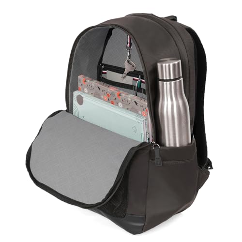 Image of Tommy Hilfiger 14-inch Laptop Backpack Donoho - Granite Grey & Black Dual-Tone | Backpack for School, College, and work | Water-Resistant with Trolley Sleeve & 1-Year Warranty