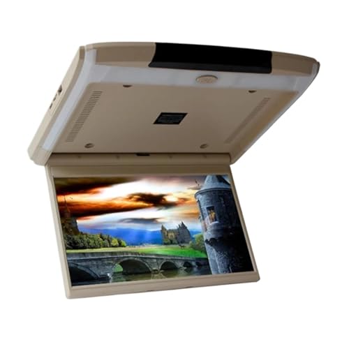 Monitor de techo for coche 11,6 pulgadas, abatible hacia abajo, vídeo HD 1080P, pantalla IPS con luz ambiental azul(Beige)