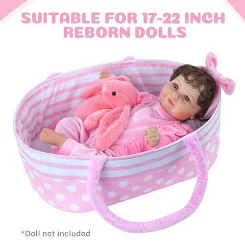 Babeside 1213 Reborn Baby Dolls Bassinet Foldable Baby Doll Crib Bed Soft Doll Carrier Doll Accessories With Handle For 17-22 Inch Baby Dolls Girls thumb #3